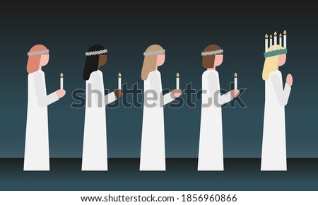 Celebrating Lucia is a swedish tradition the 13th of December, vector illustration.