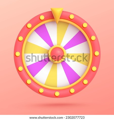 Vector 3d icon isolated on red background. Game icon. Wheel of fortune, roulette. Vector illustration for postcard, icons, poster, banner, web, design, arts.	