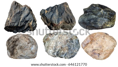 Set of stones isolated on white background.Total big granite rock stone,group stone  isolated on white background.rock stone isolated on white background. ストックフォト © 