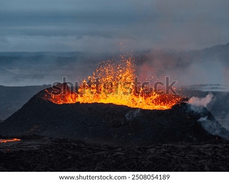 Similar – Image, Stock Photo Fagradalsfjall volcano erupting in Iceland