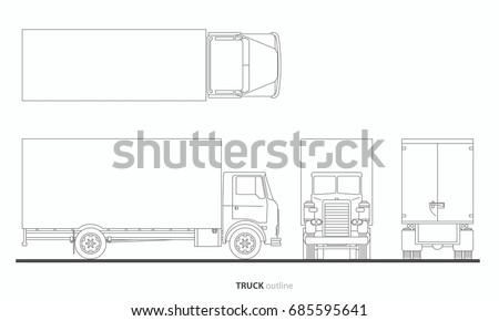 vehicle truck outline vector,plan,front,side
