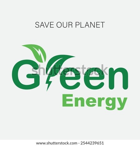 green energy logo with an electric bolt symbol on a leaf