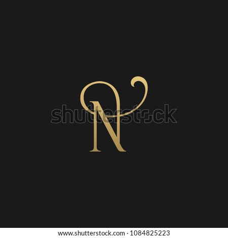 Minimal Luxury N Initial Based Golden and Black color logo Stock fotó © 