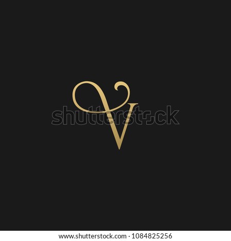 Minimal Luxury V Initial Based Golden and Black color logo
