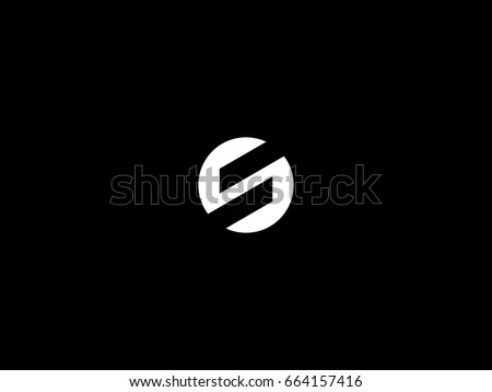Unique modern minimal trendy circular shaped fashion brands black and white color S initial based letter icon logo.