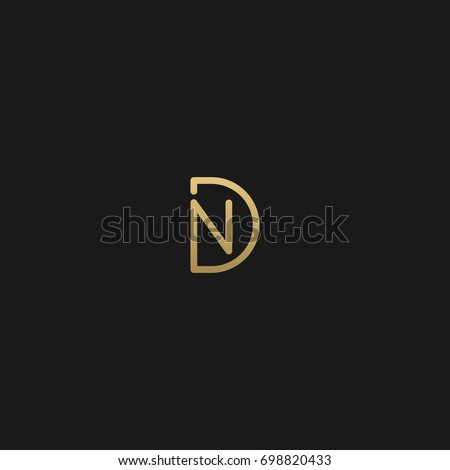Unique modern creative clean connected fashion brands black and gold color DN ND D N initial based letter icon logo. Foto stock © 