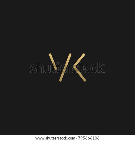 Unique Minimal Style golden and black color initial based VK logo