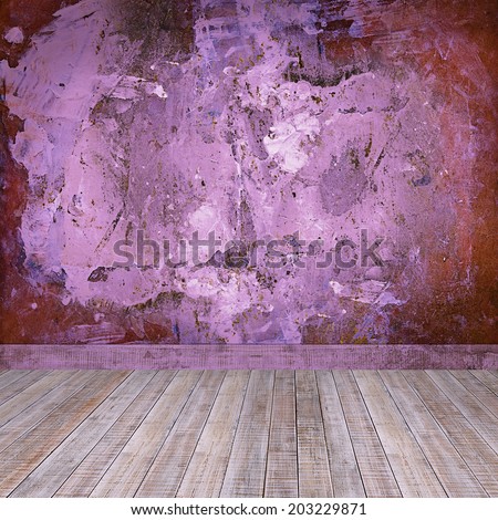 vintage room interior with wood floor and pink color wall background