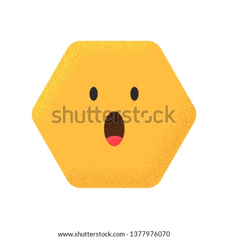 Emoji Hexagon Suprised Yellow Vector Illustration