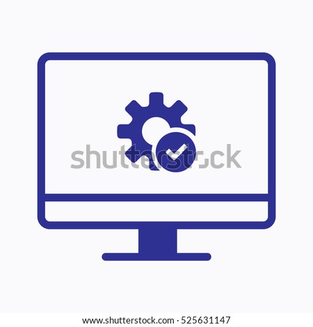 Computer Setting Icon Symbol with Computer Icon Design Outline 