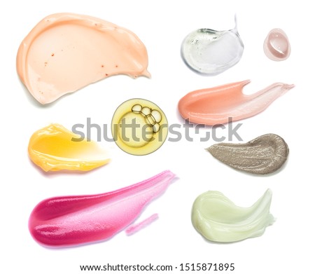 Cosmetic products gel and cream smudge white isolated background Foto d'archivio © 