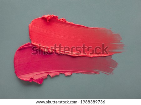 Similar – Image, Stock Photo Woman lipstick on pink background with copy space