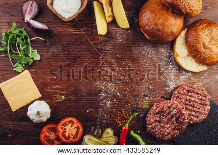 Similar – Foto Bild Hamburger auf Holz Fleisch