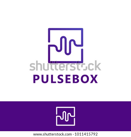 Pulse box, Wave box. Vector logo template