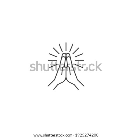 Folded hand, praying. Vector icon template