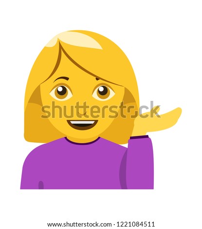 Woman tipping hand flat design vector yellow emoji