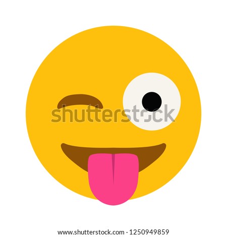 Tongue out winking funny emoji vector