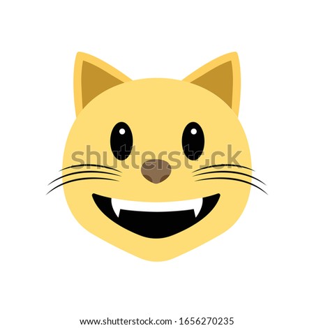Happy smiling grinning cat face emoji vector