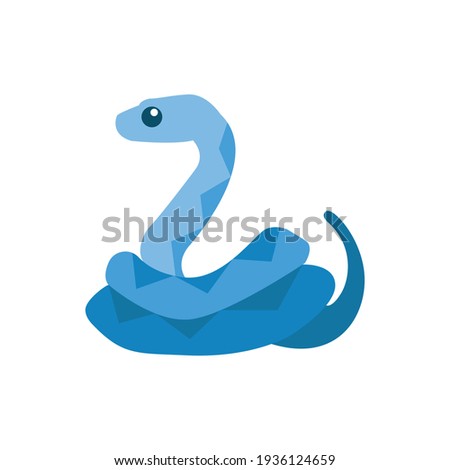 Blue snake illustration cute vector