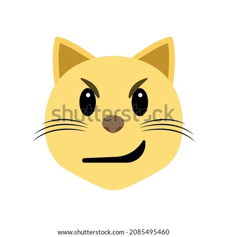 Cat emoji with smirking face illustration vector