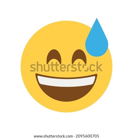Smiling emoji face vector sweating