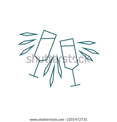 Champagne line icon vector glasses cheers vector