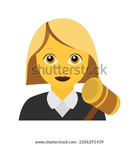 Female judge with gavel emoji vector