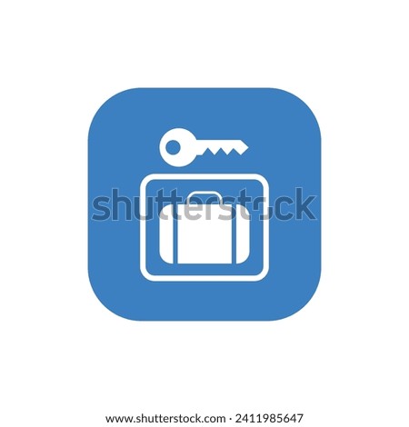 Leave left luggage suitcase button blue icon symbol key train station coin locker bag
