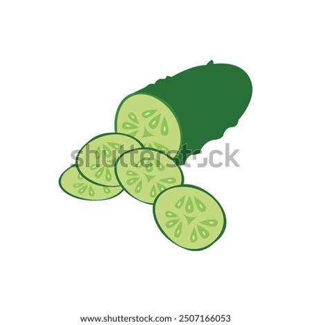 Cucumber sliced emoji vector illustration