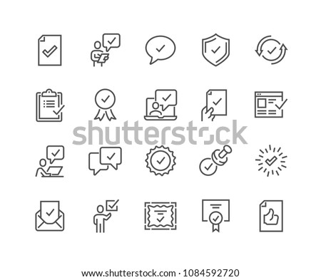 Simple Set of Approve Related Vector Line Icons. Contains such Icons as Inspector, Stamp, Check List and more.
Editable Stroke. 48x48 Pixel Perfect. Foto d'archivio © 