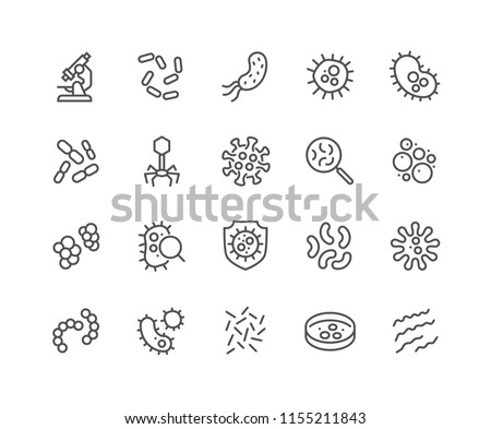 Simple Set of Bacteria Related Vector Line Icons. Contains such Icons as Virus, Colony of Bacteria, Petri Dish and more.
Editable Stroke. 48x48 Pixel Perfect.