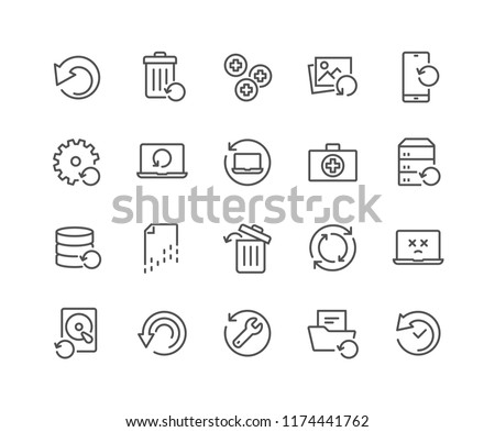 Simple Set of Recovery Related Vector Line Icons. Contains such Icons as Restore Data, Backup, Medikit and more.
Editable Stroke. 48x48 Pixel Perfect.
