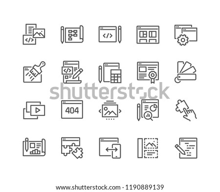 Simple Set of Web Development Related Vector Line Icons.  Contains such Icons as Content, Image Gallery, Layout Settings and more. Editable Stroke. 48x48 Pixel Perfect.