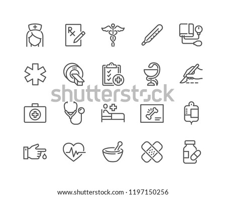 Simple Set of Medical Related Vector Line Icons. Contains such Icons as MRI, Prescription, Surgery and more.
Editable Stroke. 48x48 Pixel Perfect.