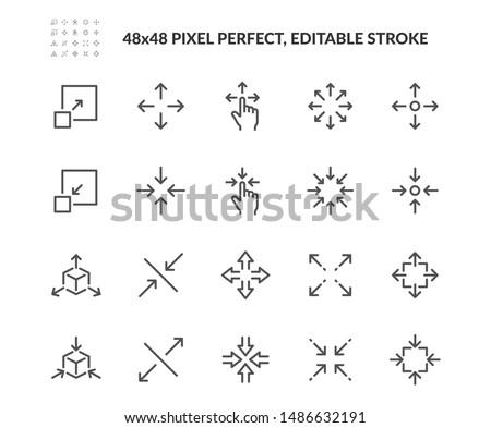 Simple Set of Scaling Related Vector Line Icons. Contains such Icons as Increase, Decrease, Resize and more.
Editable Stroke. 48x48 Pixel Perfect. Stock foto © 