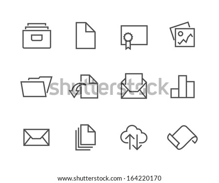 Simple set of stroked document related vector icons for your design.