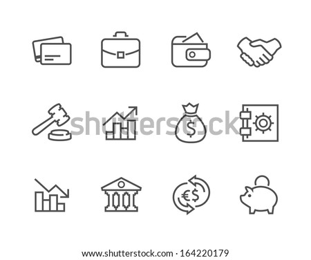 Simple set of stroked financial related vector icons for your design.