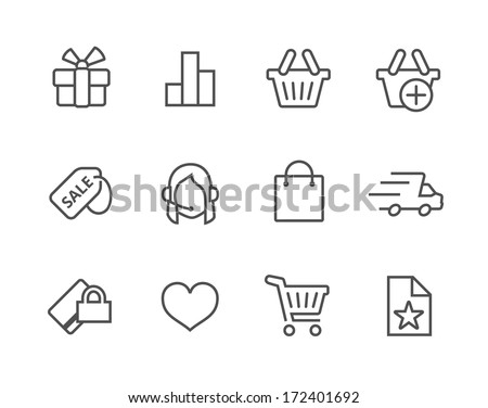 Thin line icons related to e-commerce