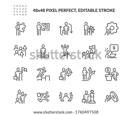 Simple Set of Business People Related Vector Line Icons. 
Contains such Icons as Problem Solution, Leadership, Teamwork and more. Editable Stroke. 48x48 Pixel Perfect.