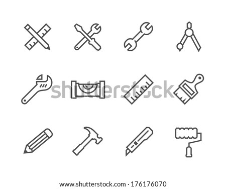 Simple set of tools related vector icons for your design