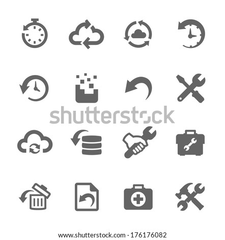 Simple set of recovery and repair related vector icons for your design