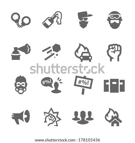 Simple set of protest related vector icons for your design