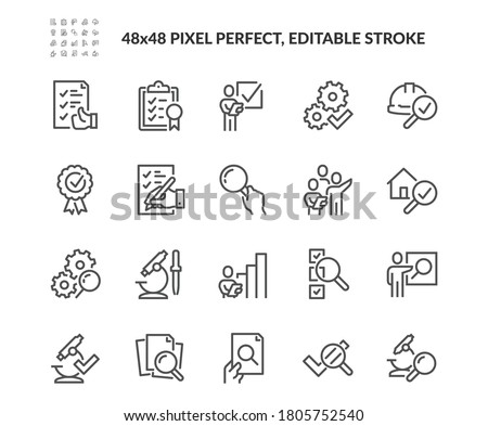 Simple Set of Inspection Related Vector Line Icons. Contains such Icons as Check, Testing, Examination and more. Editable Stroke. 48x48 Pixel Perfect. Stok fotoğraf © 