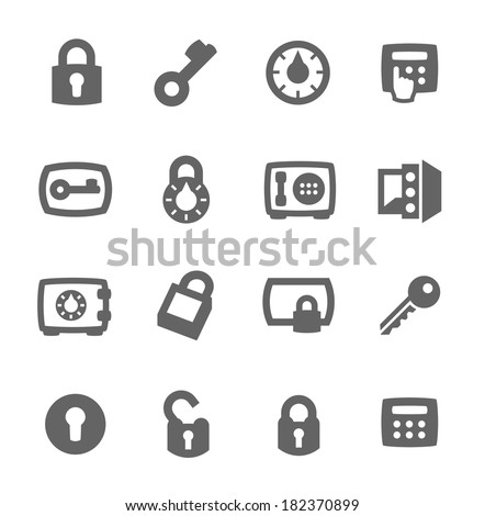 Simple set of keys and locks related vector icons for your design