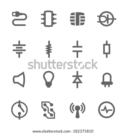 Simple set of electronic components related vector icons for your design