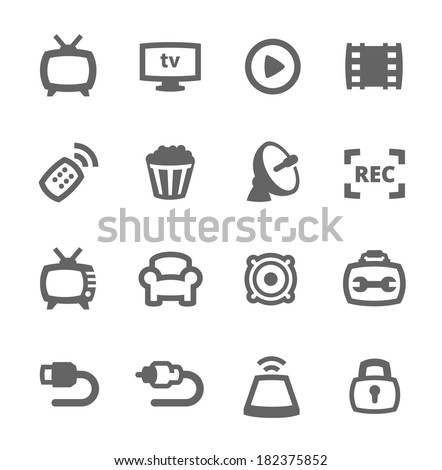 Simple set of TV related vector icons for your design