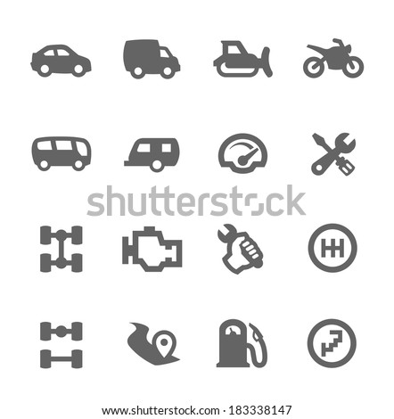 Simple set of auto related vector icons for your design