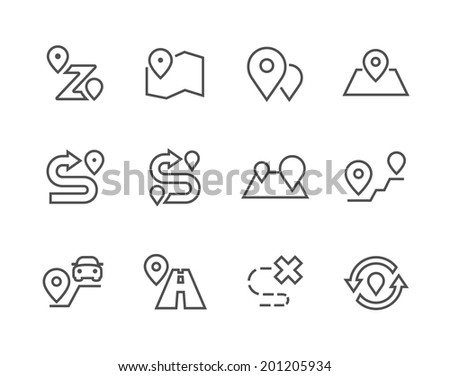 Simple Set of Route Related Vector Icons for Your Design