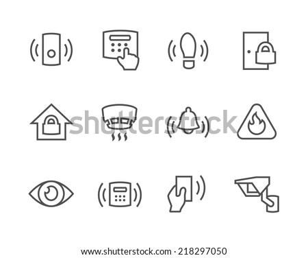 Simple set of perimeter security related vector icons for your design