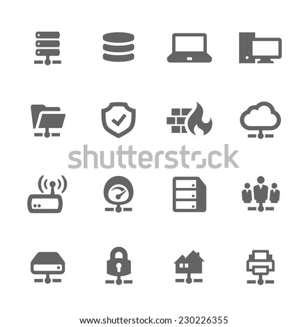 Simple Set of Network and Servers Related Vector Icons for Your Design.